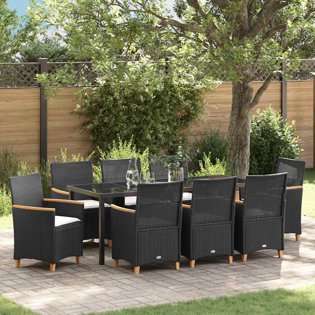 Have Spisebordssæt 9 pcs Sort polyrattan