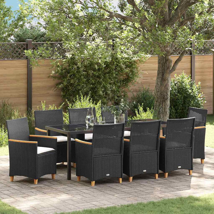 Have Spisebordssæt 9 pcs Sort polyrattan