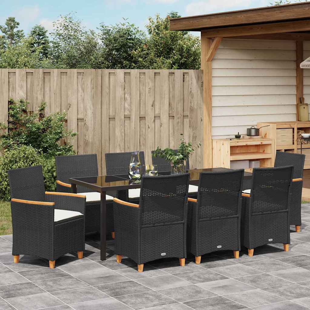 Have Spisebordssæt 9 pcs Sort polyrattan