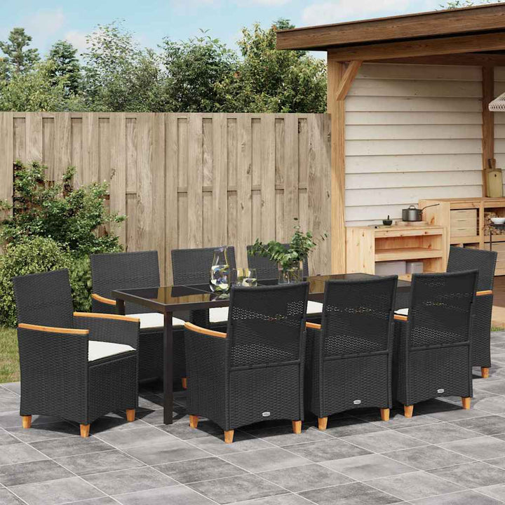 Have Spisebordssæt 9 pcs Sort polyrattan