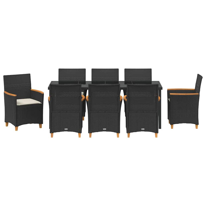 Have Spisebordssæt 9 pcs Sort polyrattan