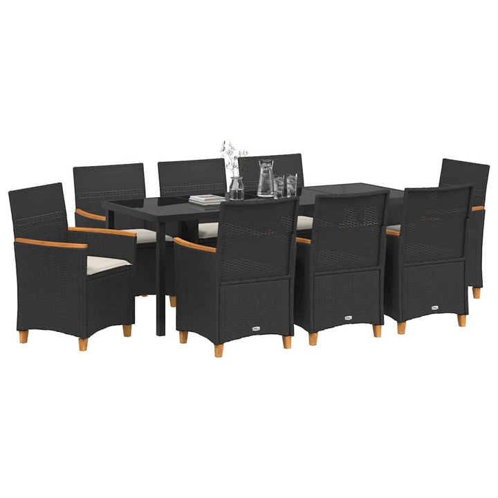 Have Spisebordssæt 9 pcs Sort polyrattan