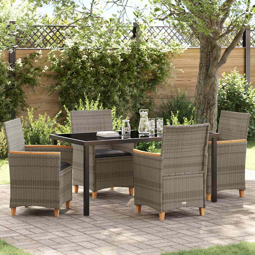 Have Spisebordssæt 5 pcs Grå polyrattan