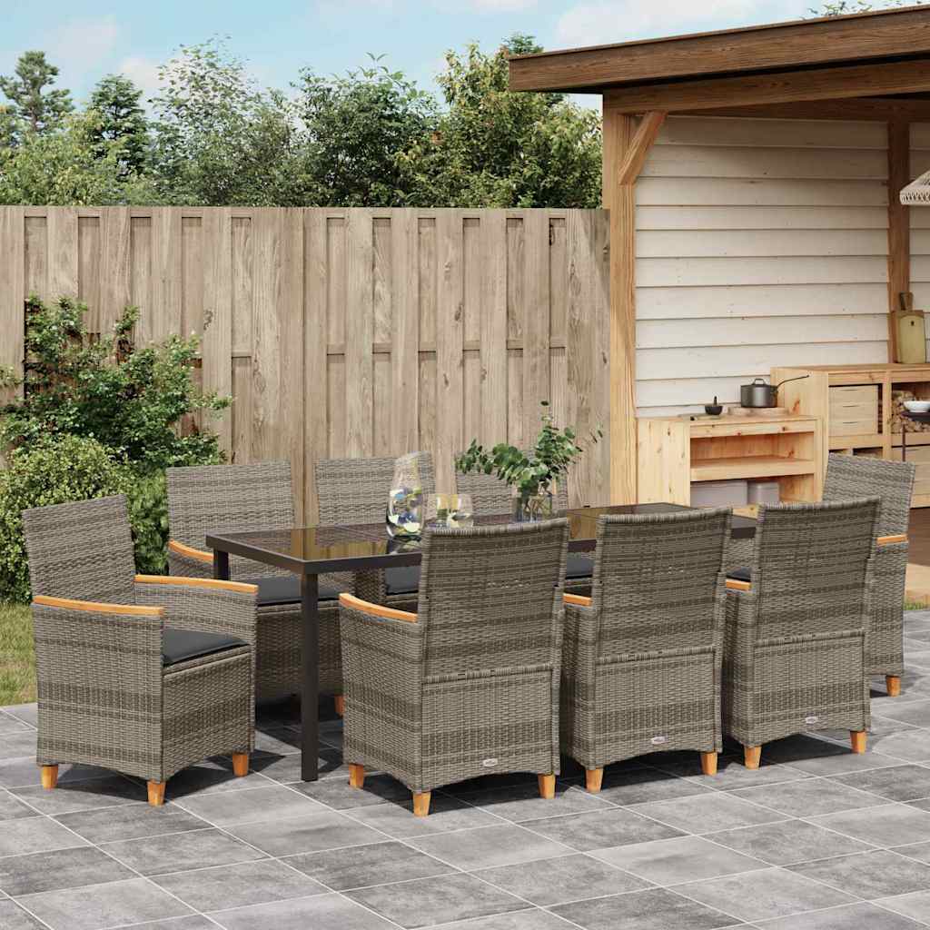 Have Spisebordssæt 9 pcs Grå polyrattan