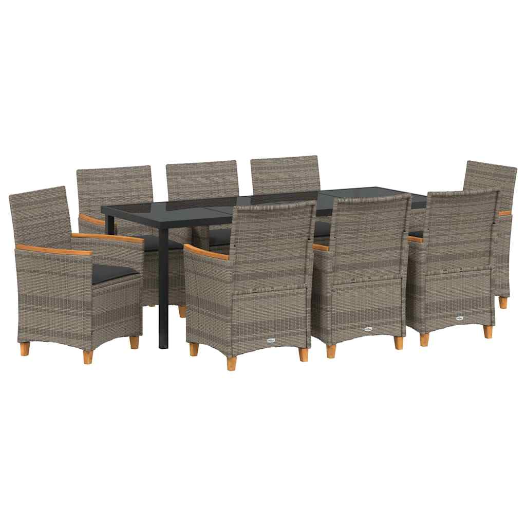 Have Spisebordssæt 9 pcs Grå polyrattan
