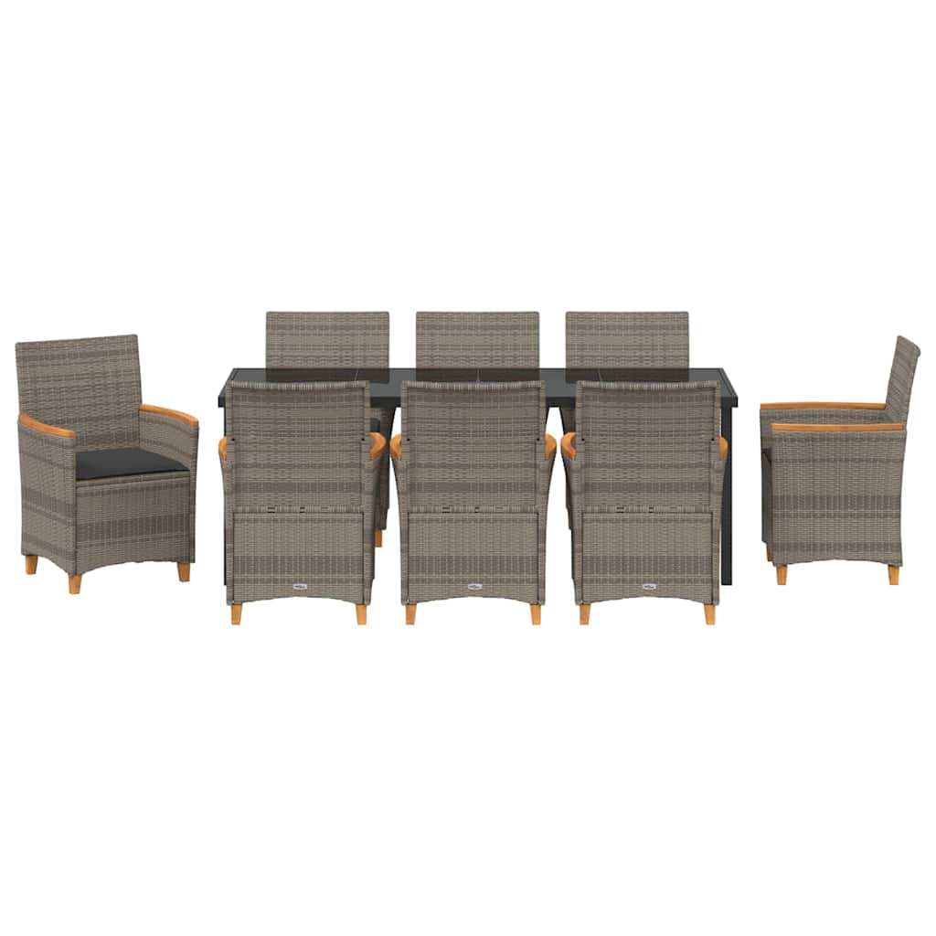 Have Spisebordssæt 9 pcs Grå polyrattan