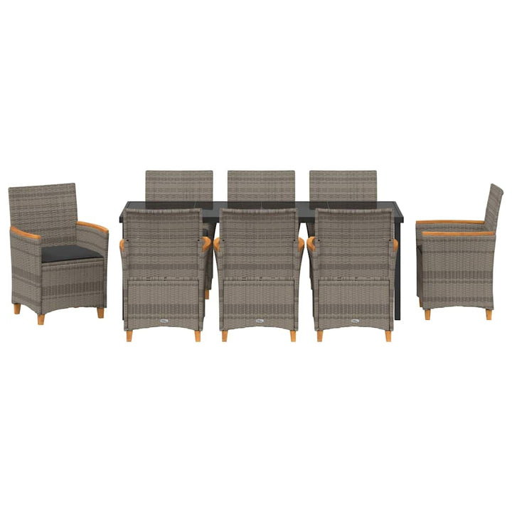 Have Spisebordssæt 9 pcs Grå polyrattan