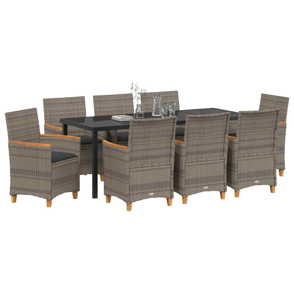 Have Spisebordssæt 9 pcs Grå polyrattan