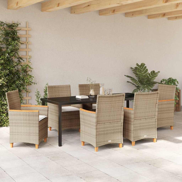 Have Spisebordssæt 7 stk. Beige polyrattan