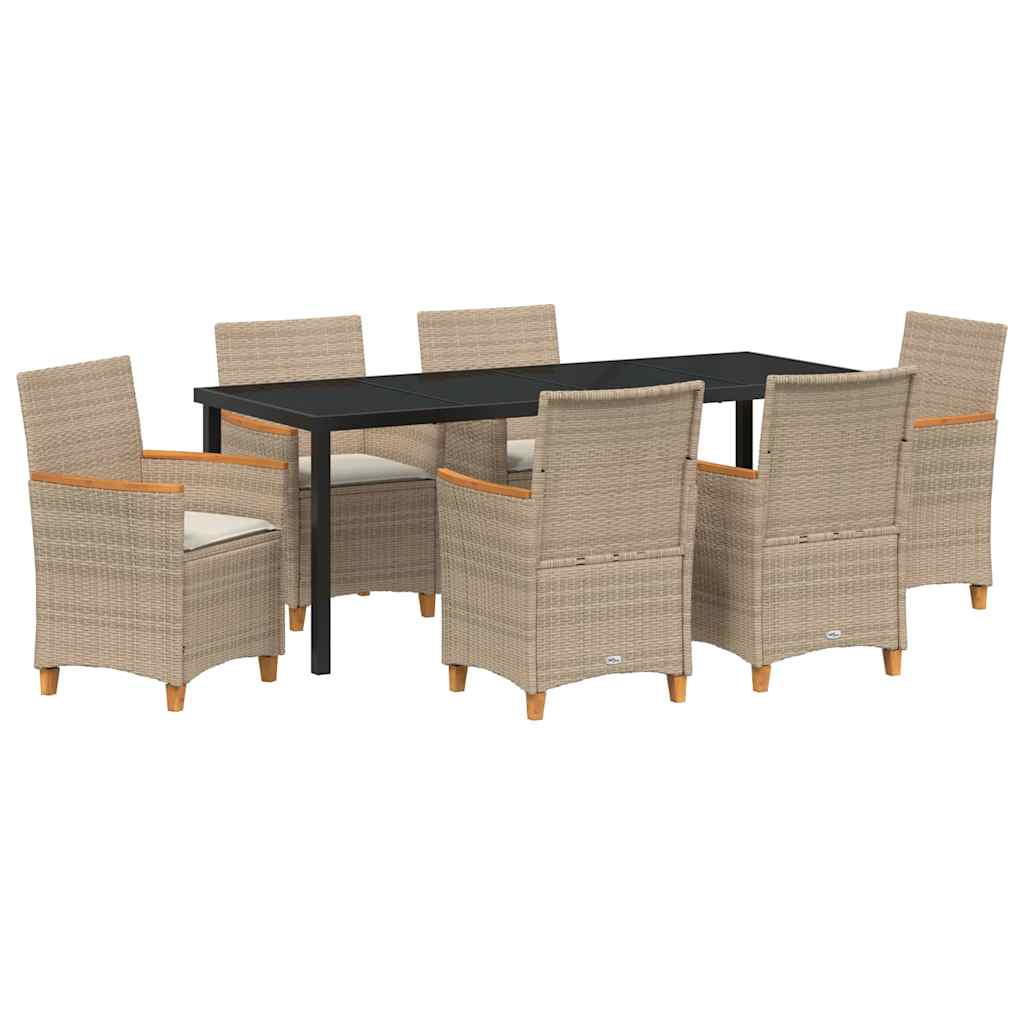 Have Spisebordssæt 7 stk. Beige polyrattan