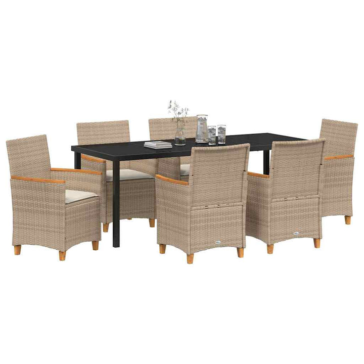 Have Spisebordssæt 7 stk. Beige polyrattan