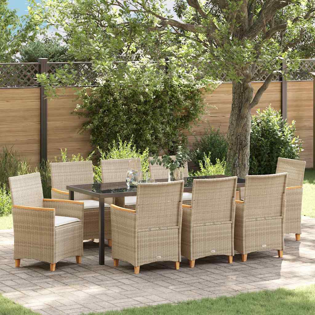 Have Spisebordssæt 9 pcs Beige polyrattan