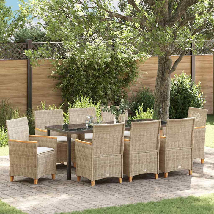 Have Spisebordssæt 9 pcs Beige polyrattan