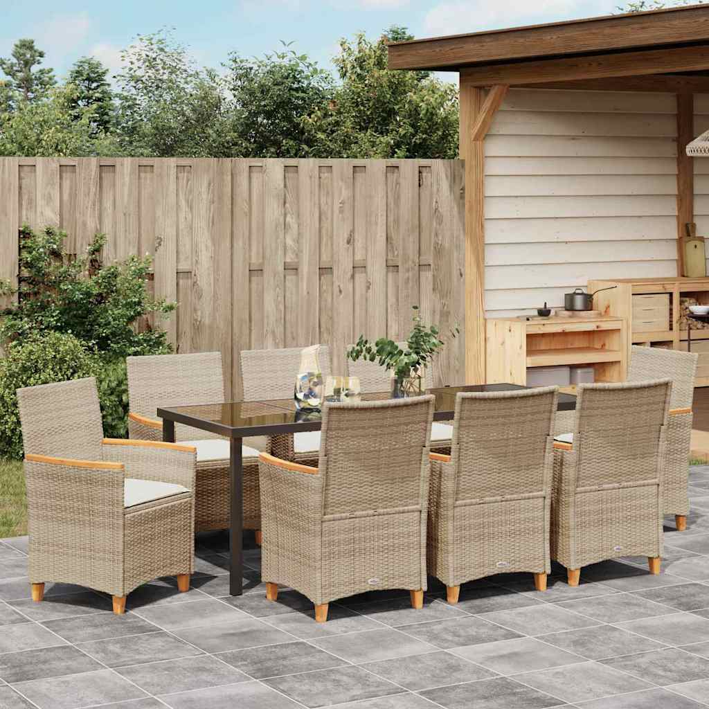 Have Spisebordssæt 9 pcs Beige polyrattan
