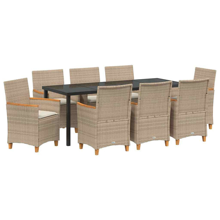 Have Spisebordssæt 9 pcs Beige polyrattan
