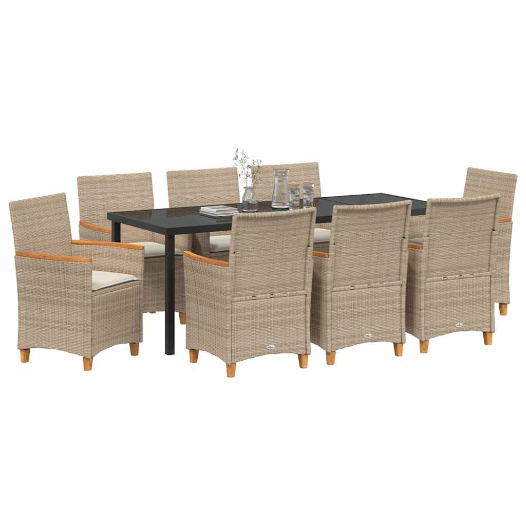 Have Spisebordssæt 9 pcs Beige polyrattan