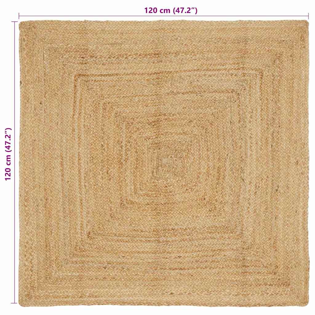 Områdetæpper Naturfarvet 120 x 120 cm Jute