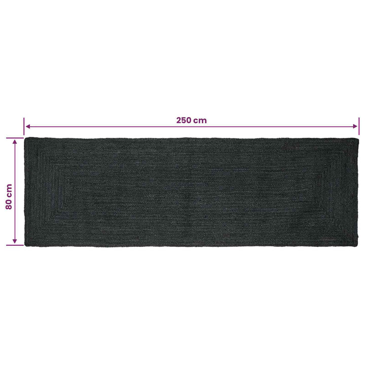 Områdetæpper Rektangulær Mørkegrå 80 x 250 cm Jute