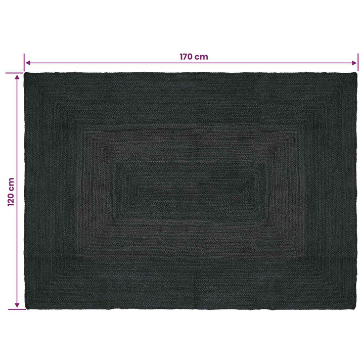 Områdetæpper Rektangulær Mørkegrå 120 x 170 cm Jute