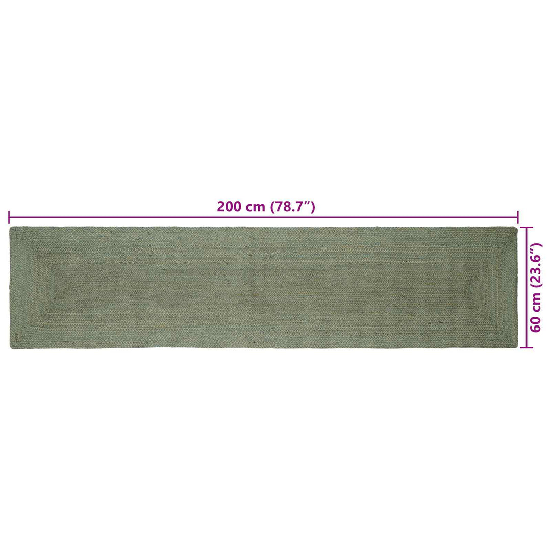 Områdetæpper Rektangulær Olivengrøn 60 x 200 cm Jute