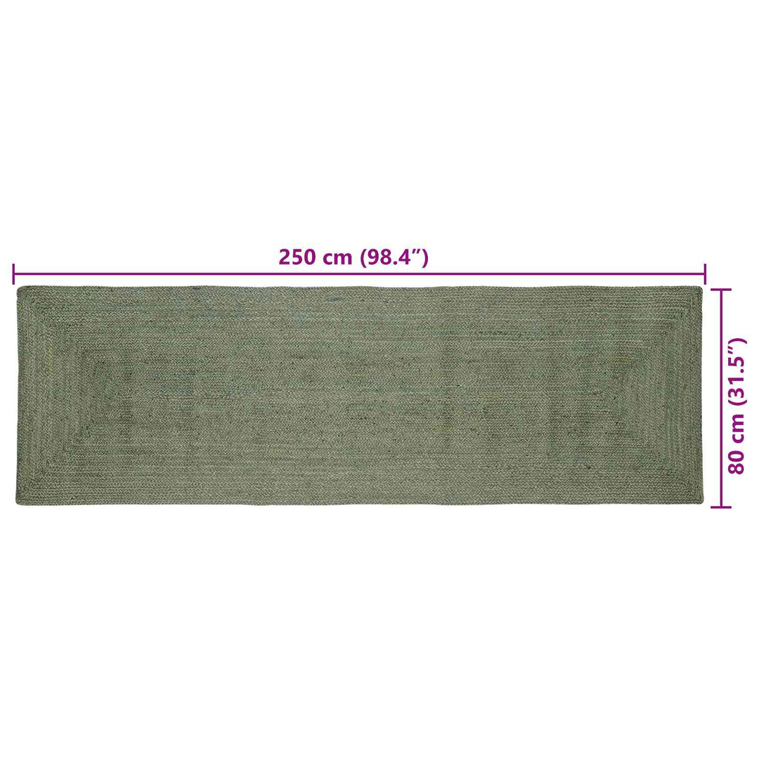 Områdetæpper Rektangulær Olivengrøn 80 x 250 cm Jute