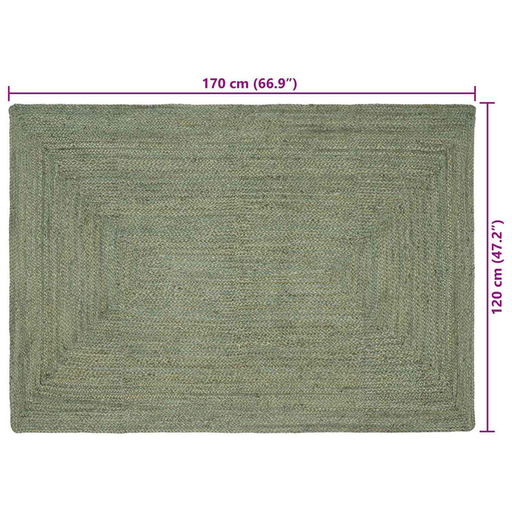 Områdetæpper Rektangulær Olivengrøn 120 x 170 cm Jute