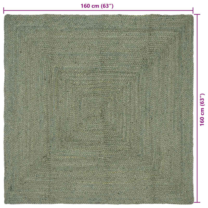 Områdetæpper Rektangulær Olivengrøn 160 x 160 cm Jute