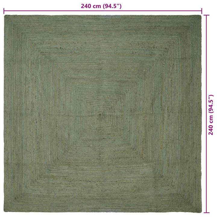 Områdetæpper Firkantet Olivengrøn 240 x 240 cm Jute