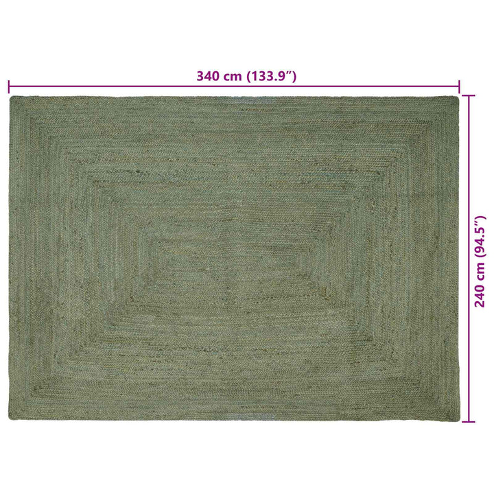 Områdetæpper Rektangulær Olivengrøn 240 x 340 cm Jute