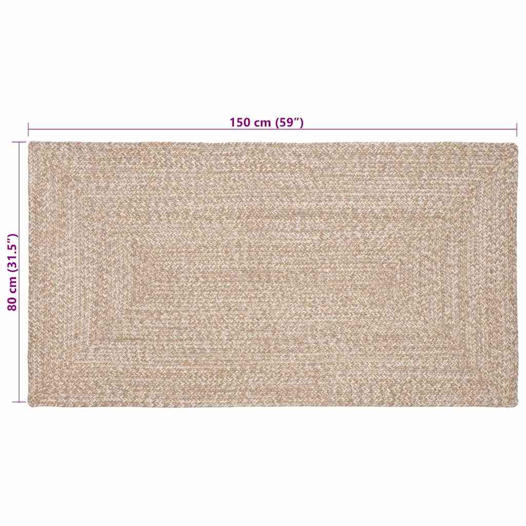 Områdetæpper Natur og hvid 80 x 150 cm Jute