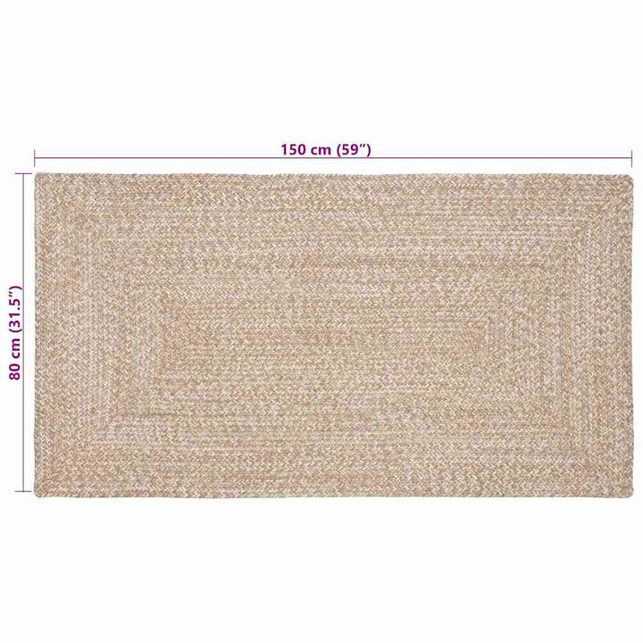 Områdetæpper Natur og hvid 80 x 150 cm Jute