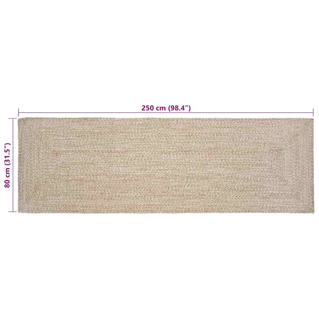Områdetæpper Natur og hvid 80 x 250 cm Jute