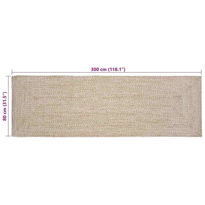 Områdetæpper Natur og hvid 80 x 300 cm Jute
