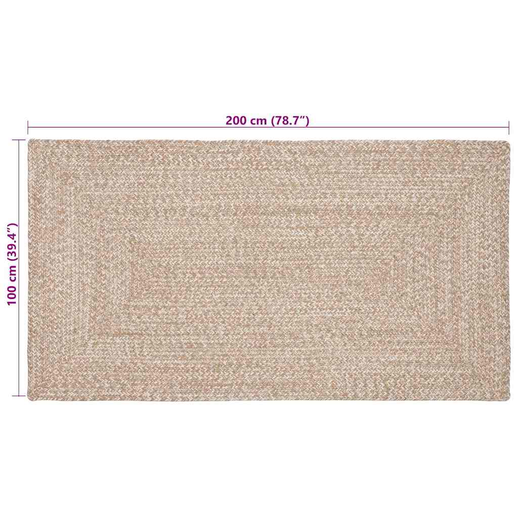 Områdetæpper Natur og hvid 100 x 200 cm Jute