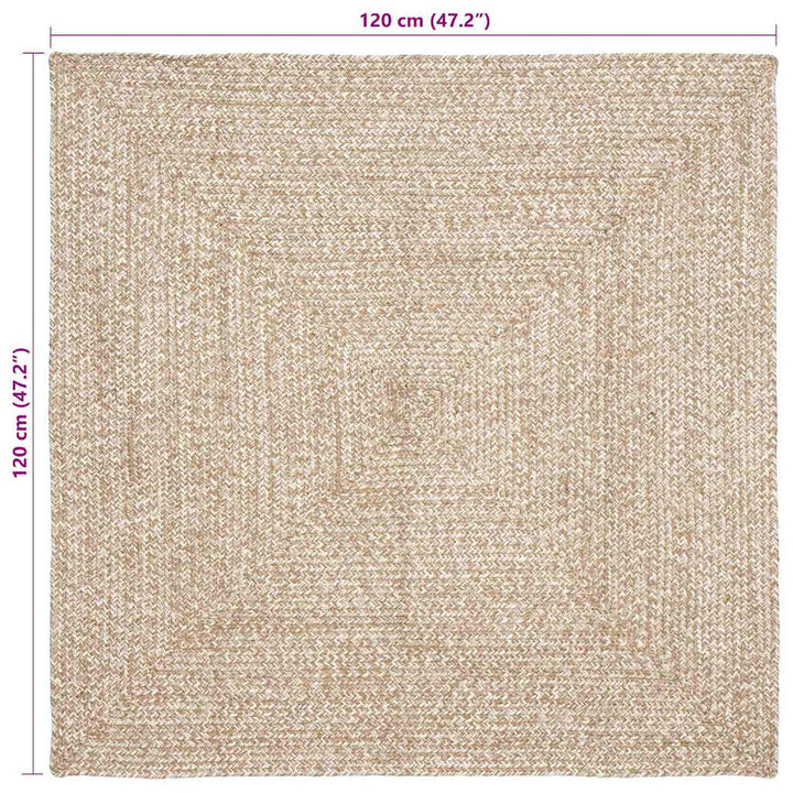 Områdetæpper Natur og hvid 120 x 120 cm Jute