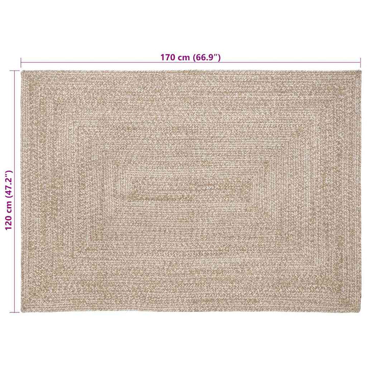 Områdetæpper Natur og hvid 120 x 170 cm Jute