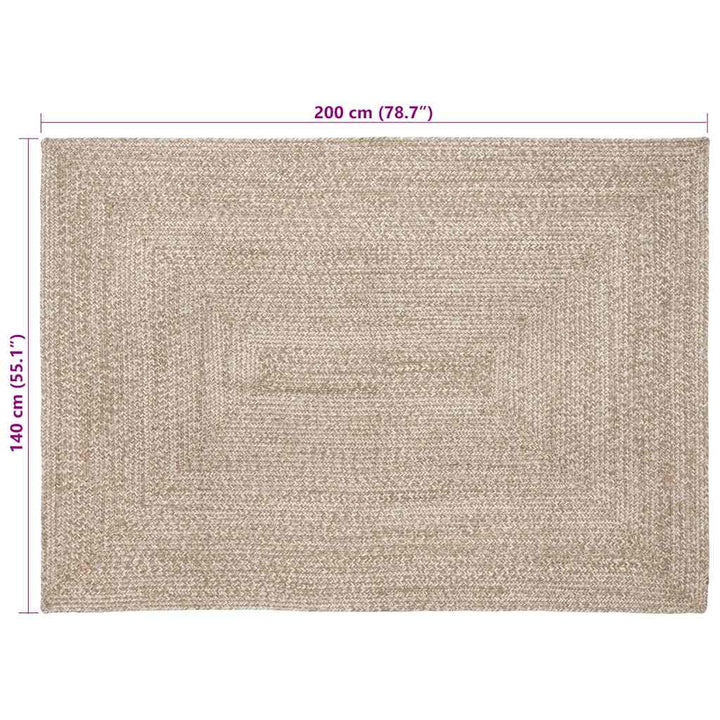 Områdetæpper Natur og hvid 140 x 200 cm Jute