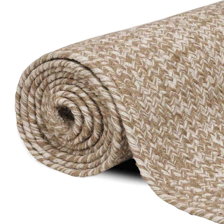 Områdetæpper Natur og hvid 160 x 160 cm Jute