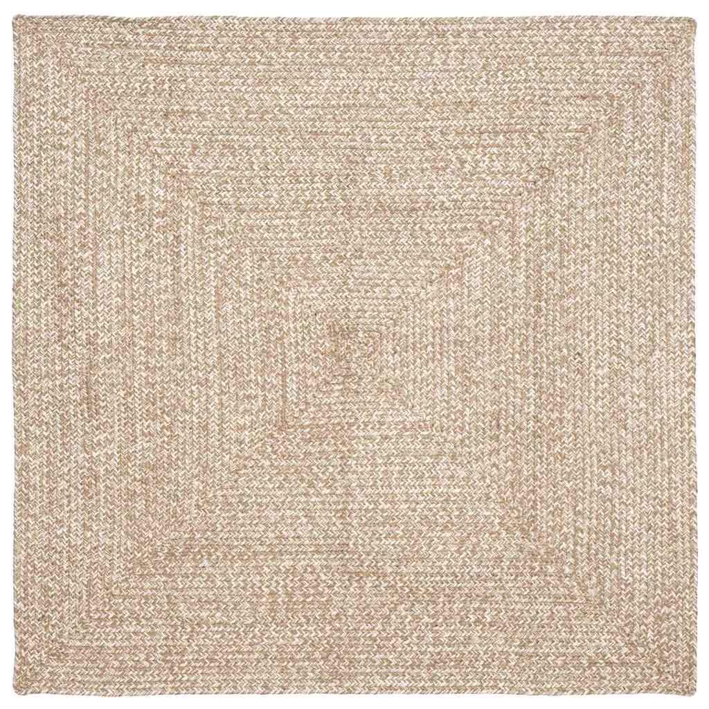 Områdetæpper Natur og hvid 160 x 160 cm Jute
