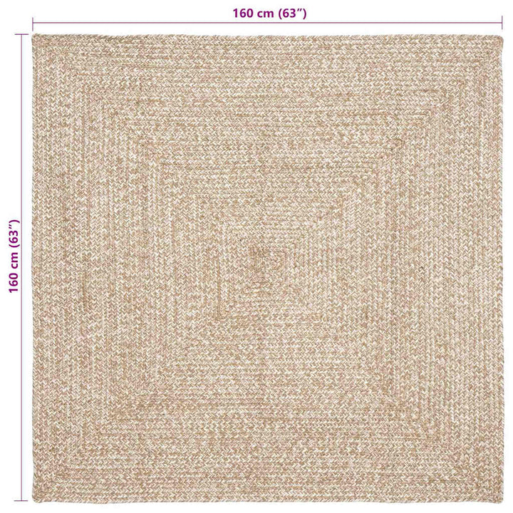 Områdetæpper Natur og hvid 160 x 160 cm Jute