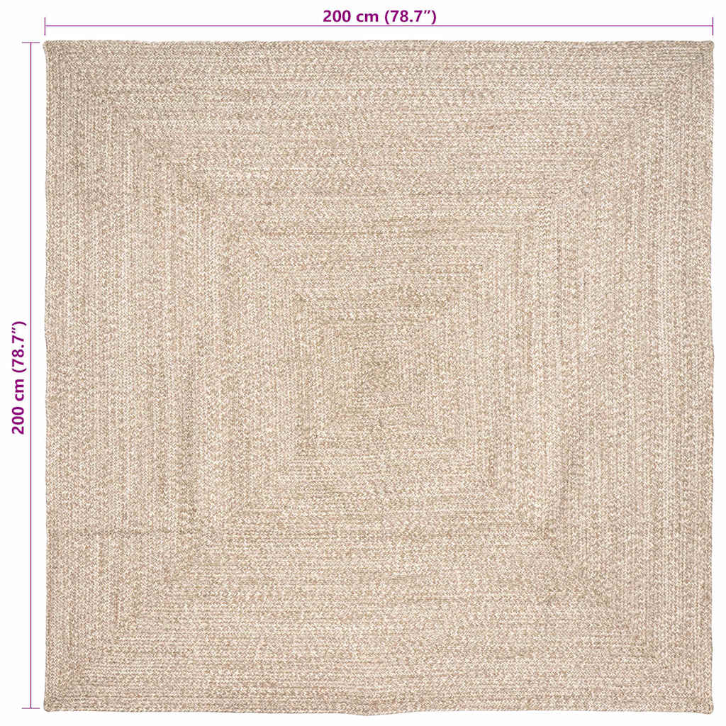 Områdetæpper Natur og hvid 200 x 200 cm Jute