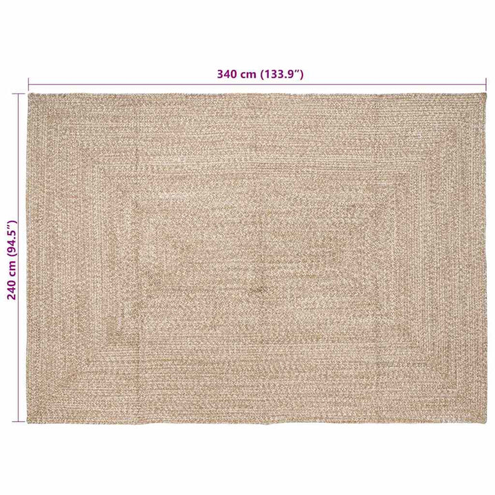 Områdetæpper Natur og hvid 240 x 340 cm Jute