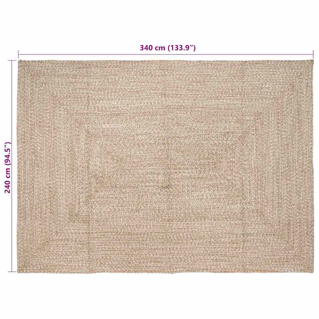 Områdetæpper Natur og hvid 240 x 340 cm Jute