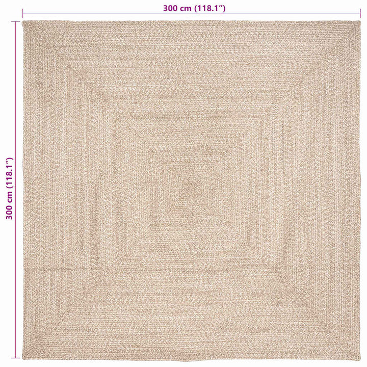 Områdetæpper Natur og hvid 300 x 300 cm Jute