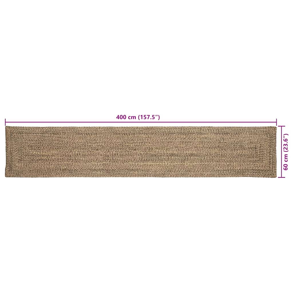 Områdetæpper Naturfarvet og sort 60 x 400 cm Jute