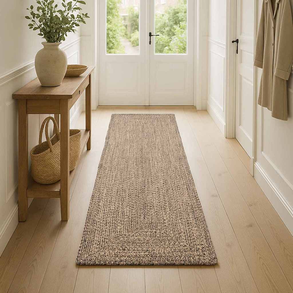 Områdetæpper Naturfarvet og sort 80 x 150 cm Jute