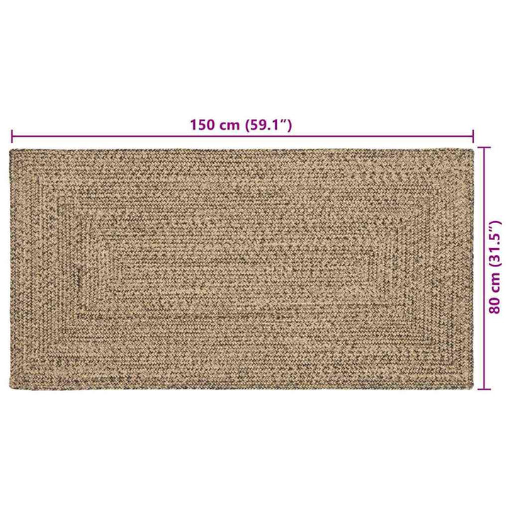 Områdetæpper Naturfarvet og sort 80 x 150 cm Jute