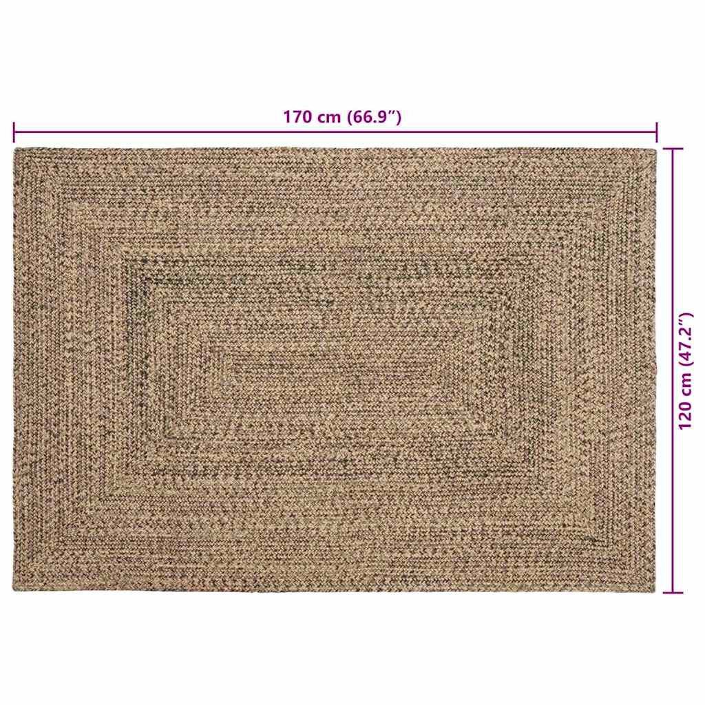 Områdetæpper Naturfarvet og sort 120 x 170 cm Jute