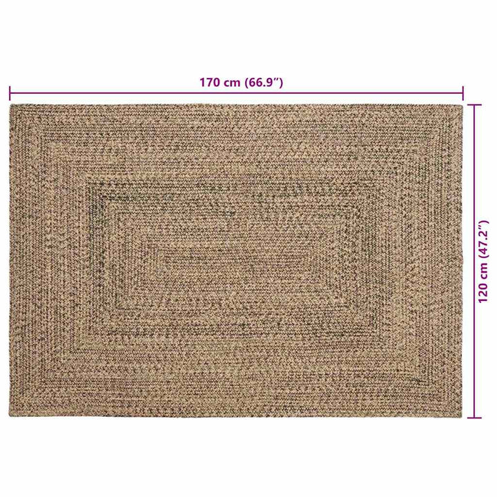 Områdetæpper Naturfarvet og sort 120 x 170 cm Jute