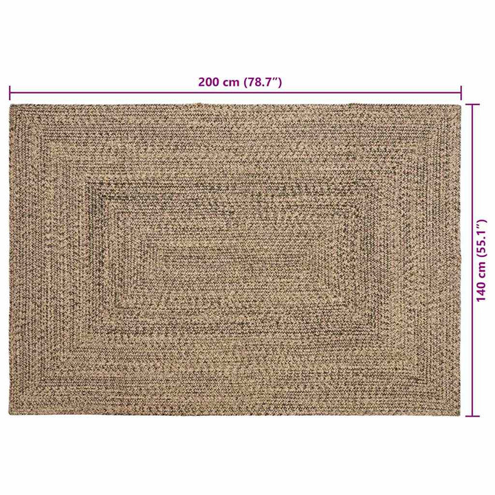 Områdetæpper Naturfarvet og sort 140 x 200 cm Jute